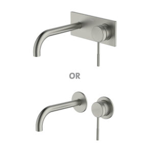 POCO Knurled Basin/ Bath Wall Mixer Tap Set 165MM in Brushed Nickel