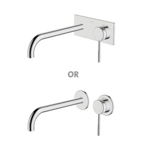 POCO Knurled Basin/ Bath Wall Mixer & 220mm Tap Set in Chrome