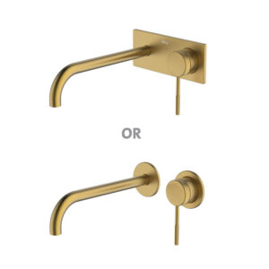 POCO Knurled Basin/ Bath Wall Mixer & 220mm Tap Set in Brushed Brass