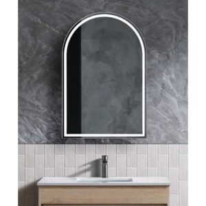 Archive 610x900mm Arch LED Touchless Natural Timber Mirrored Shaving Cabinet