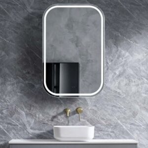 Eric 600x900 Soft Square LED Touchless Matte White Mirrored Shaving Cabinet