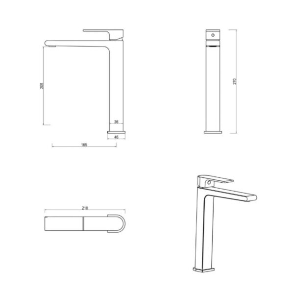 Beki Tall Basin Mixer in Brushed Nickel - Image 3