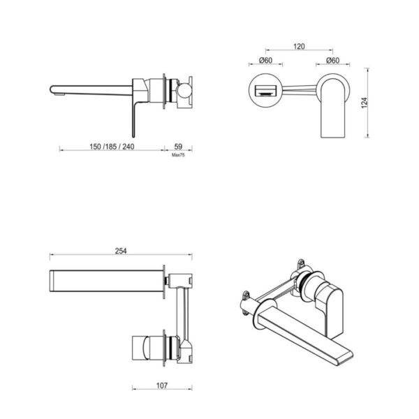 Beki Eleniko Wall-Spout 2 piece Combo in Chrome - Image 3