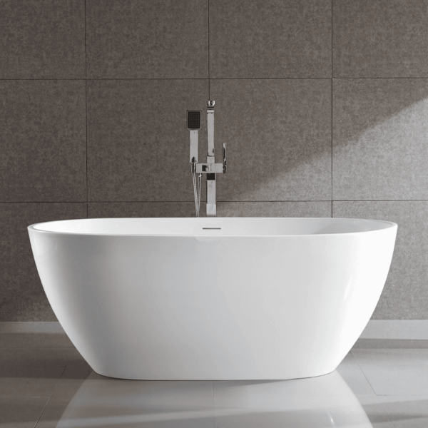 Aqua 1500mm Overflow Freestanding Gloss White Bathtub - Image 2