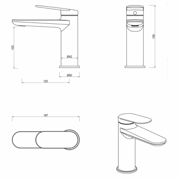 Lantra Basin Mixer in Black - Image 2