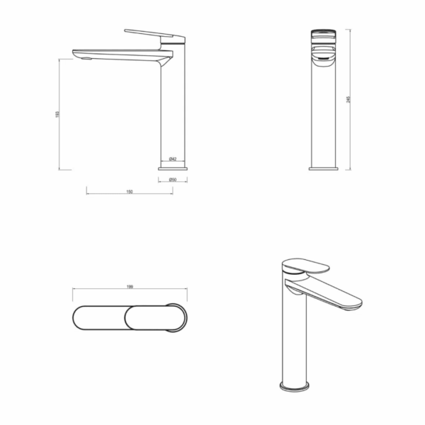 Lantra Tall Basin Mixer in Black - Image 2