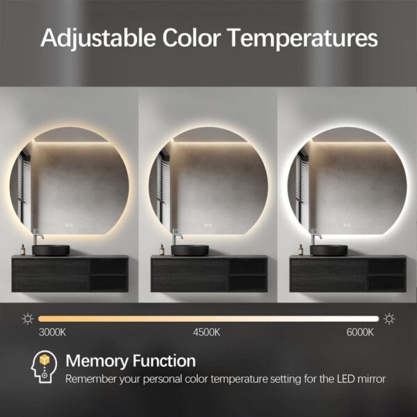 Crescent Moon 900 x 1000mm Backlit Frameless LED Mirror - Image 3