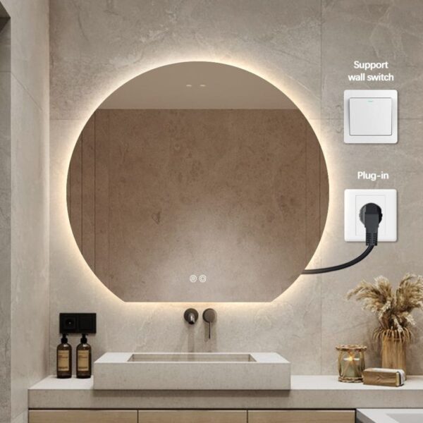 Crescent Moon 900 x 1000mm Backlit Frameless LED Mirror - Image 4