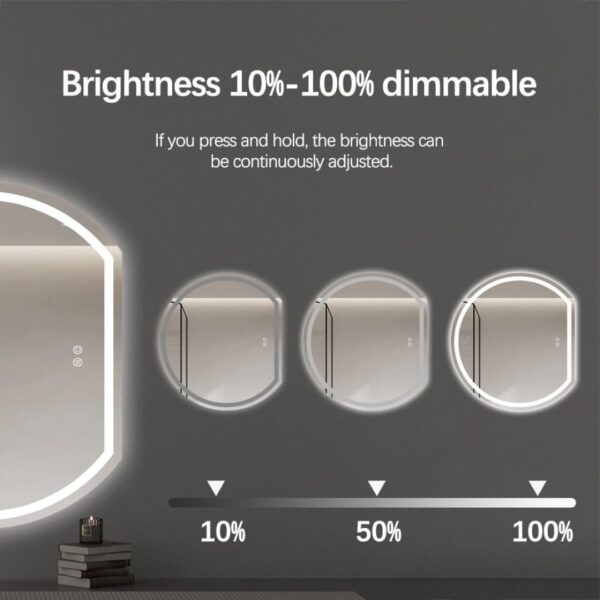 Cut Moon 900 x 1000mm Frosted Frontlit LED Mirror - Image 5