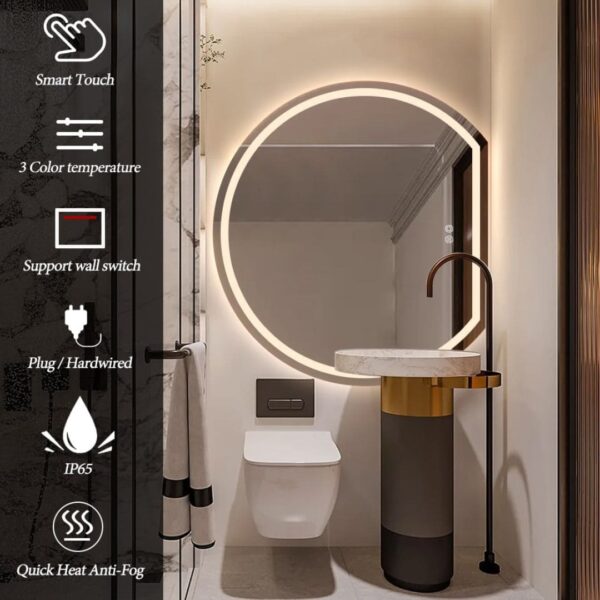 Cut Moon 900 x 1000mm Frosted Frontlit LED Mirror - Image 4