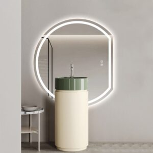 Cut Moon 900 x 1000mm Frosted Frontlit LED Mirror