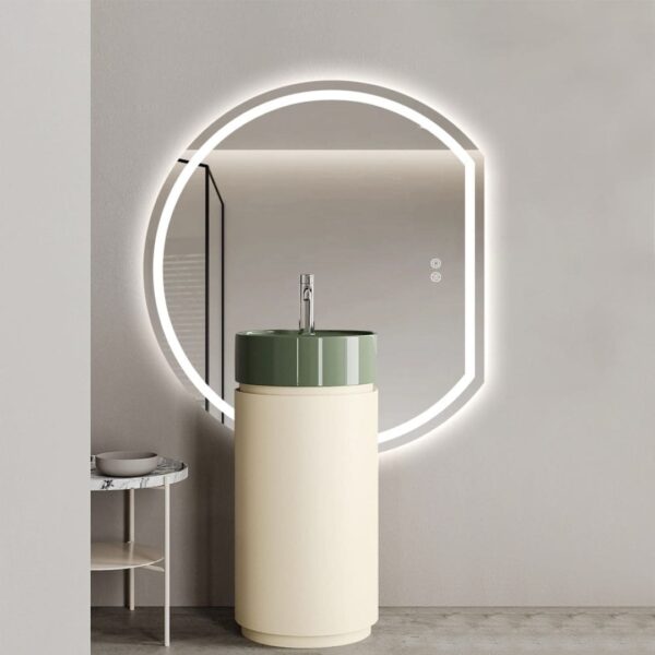 Cut Moon 900 x 1000mm Frosted Frontlit LED Mirror