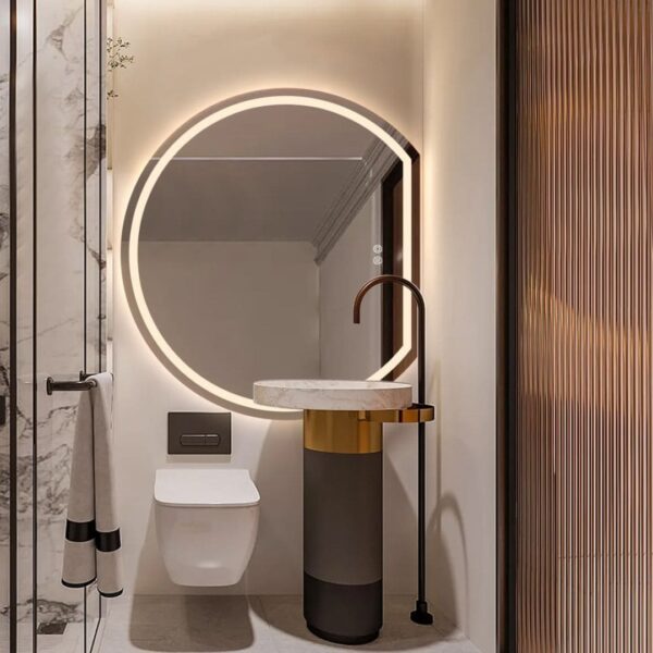 Cut Moon 900 x 1000mm Frosted Frontlit LED Mirror - Image 2