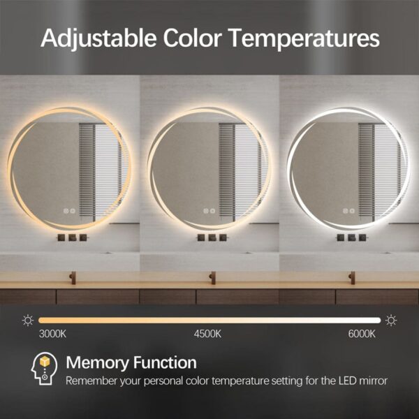 Round 800mm Frameless frosted edge Front lit LED Mirror - Image 3