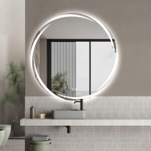 Round 800mm Frameless frosted edge Front lit LED Mirror