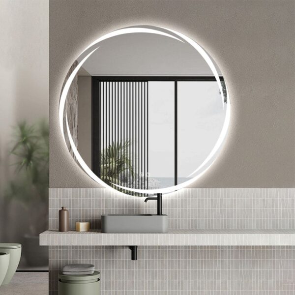 Round 800mm Frameless frosted edge Front lit LED Mirror