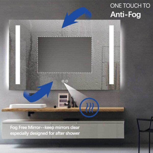 Rectangular 750 x 1200mm Double-Sided Frosted Frontlit LED Mirror - Image 3