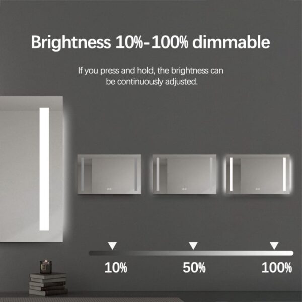 Rectangular 750 x 1200mm Double-Sided Frosted Frontlit LED Mirror - Image 2