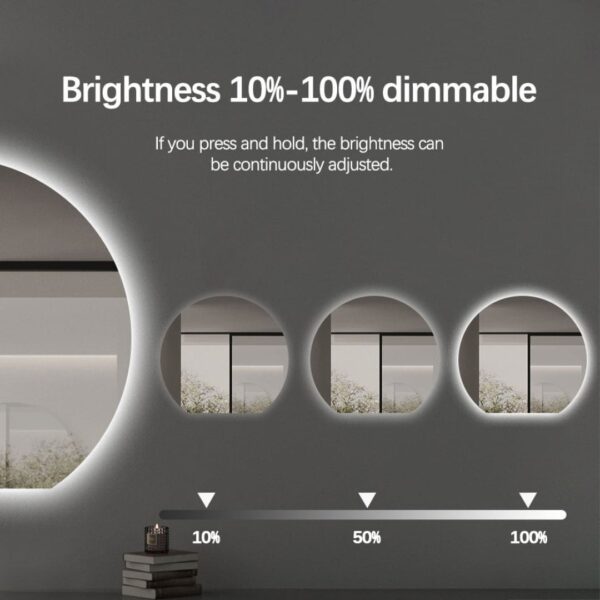 Crescent Moon 630 x 700mm Backlit Frameless LED Mirror - Image 3