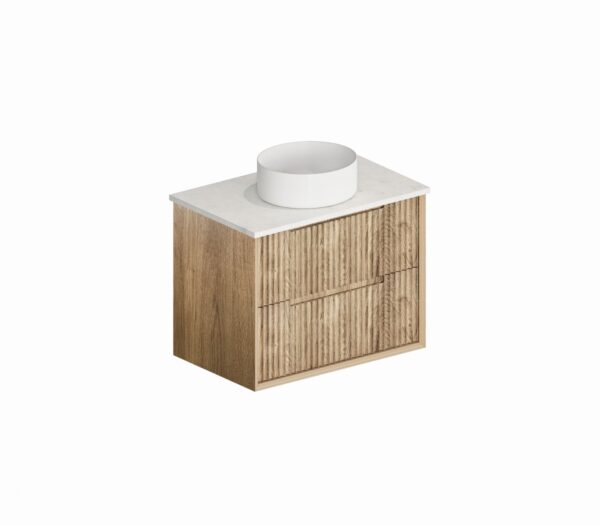 Mornington 750mm Natural Oak Wall Hung Fluted Vanity - Image 2