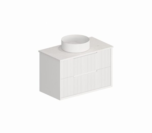 Mornington 900mm Matte White Wall Hung Fluted Vanity - Image 2