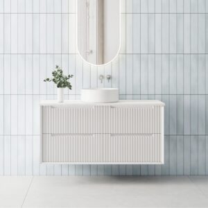 Mornington 1200mm Matte White Single Wall Hung Fluted Vanity