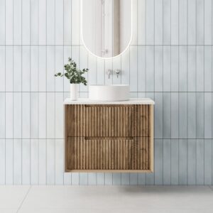 Mornington 750mm Natural Oak Wall Hung Fluted Vanity