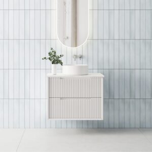 Mornington 750mm Matte White Wall Hung Fluted Vanity