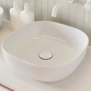 Glam 400mm Square Gloss White Countertop Basin