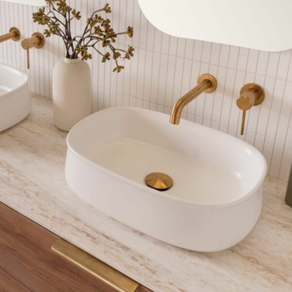 Hewitt 460 x 330mm Matte/ Gloss white Countertop Basin