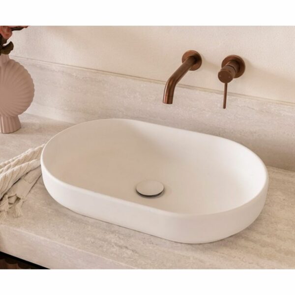 Marilyn 550mm wide Matte white Counter Top Basin - Image 2