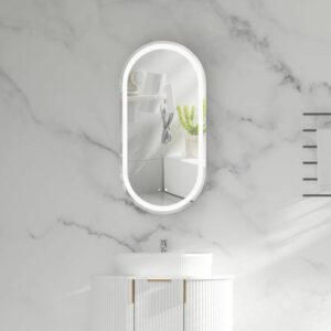 CARYSIL Noble 450x900mm MATTE WHITE Oval LED Shaving Cabinet