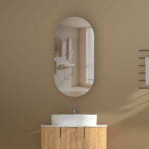 CARYSIL Noble 450x900mm WALNUT Oval Shaving Cabinet