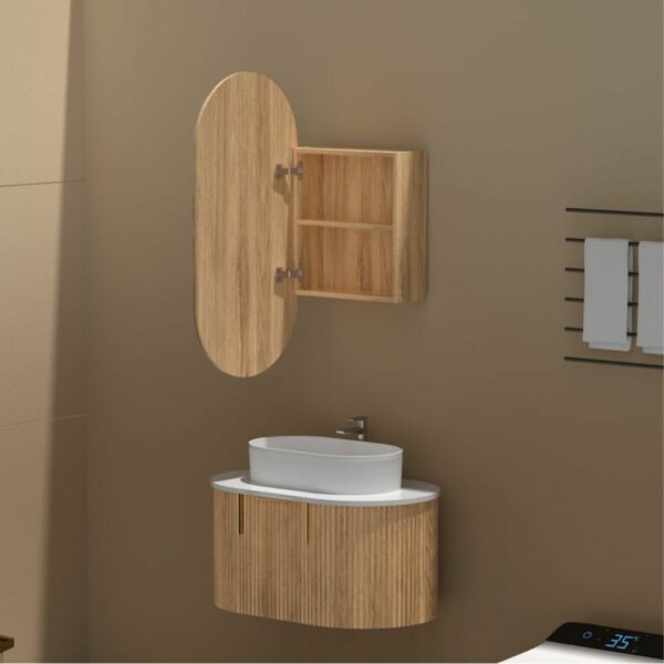 Noble 450x900mm WALNUT Oval Shaving Cabinet - Image 3
