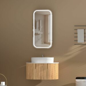 CARYSIL EARLS 450x900mm WALNUT Squircle LED Shaving Cabinet