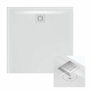 front view of 2 or 3 sided lips 1000 x 1000 Rear Outlet Tile flange Shower base - topware bathrooms