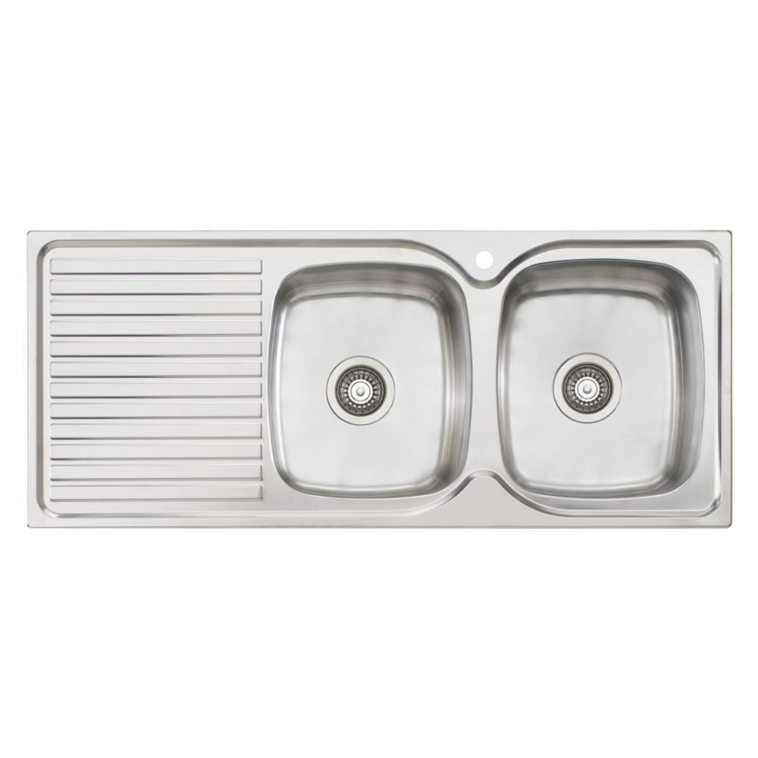 Endeavour Double Bowl stainless steel 1135 x 480mm Sink With Drainer - Image 2