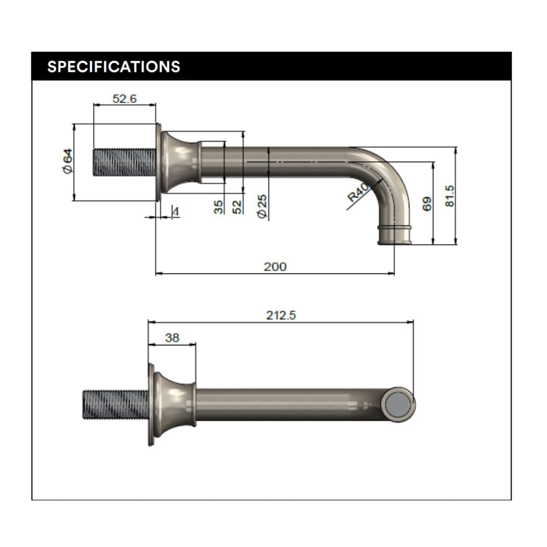 Harrington Vintage Style Wall Spout in Brushed Nickel - Image 4