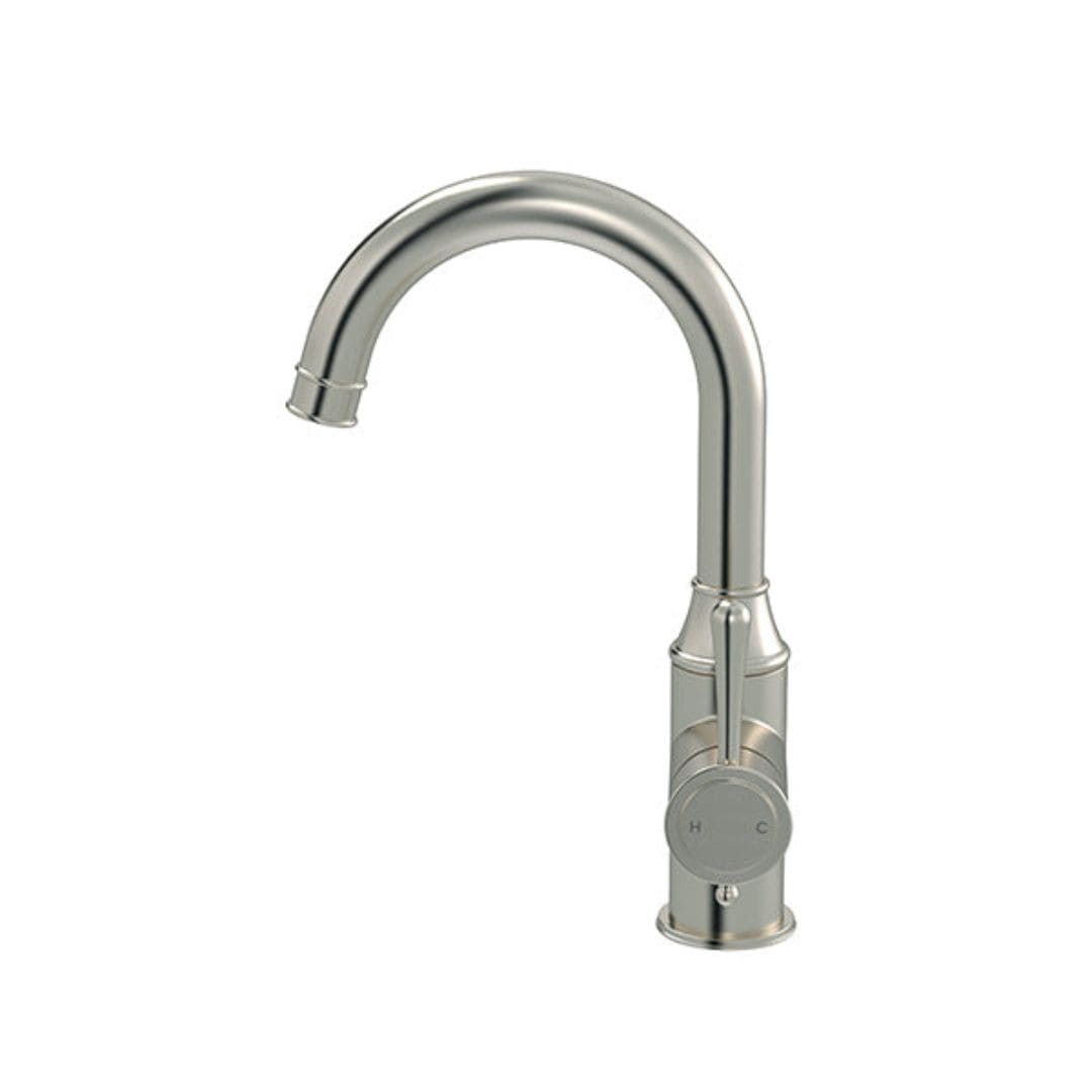Harrington Vintage Style Tall Basin Mixer in Brushed Nickel - Image 3