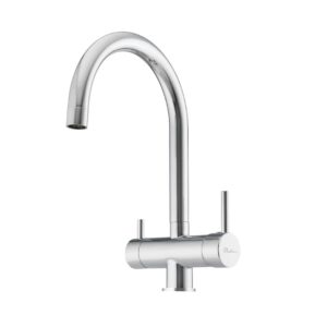 Oliveri Essentials round goose neck 3 way filter tap in Chrome for kitchen or laundry