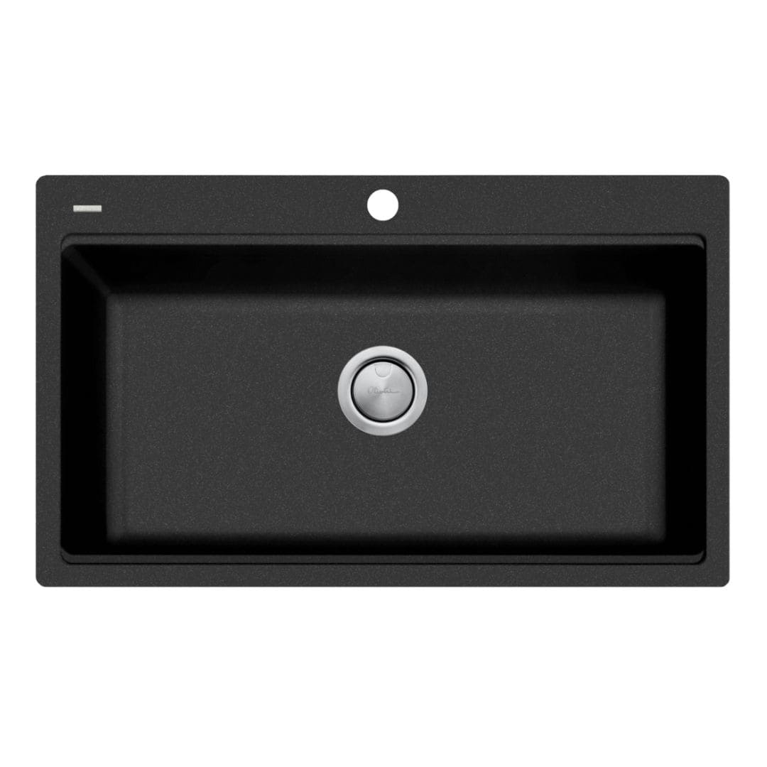 Santorini 860 x 510mm Black Topmount Workstation Sink - Image 2