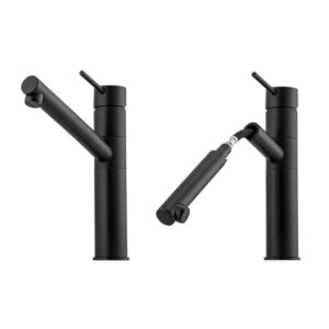 Oliveri Venice Pull Out Swivel Sink Mixer in Black - Topware