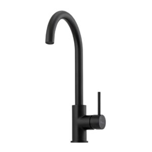 Venice Goose Neck Sink Mixer in Matte Black for kitchen or laundry