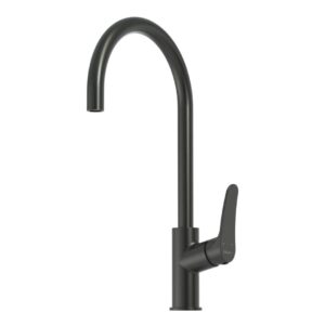 Oliveri Verona Goose Neck Mixer in Gun Metal - front view - Topware