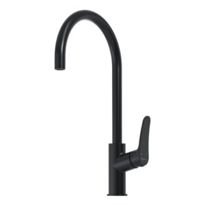 Oliveri Verona Goose Neck Mixer in Matte Black - front view - Topware