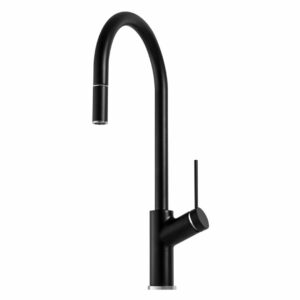Oliveri Vilo Pull Out Mixer in Matte Black & Chrome - Italian Made - for kitchen or laundry