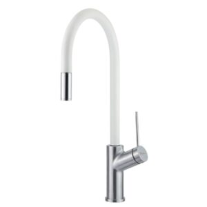Oliveri Vilo Pull Out Mixer in White & Chrome - Italian Made - for kitchen or laundry