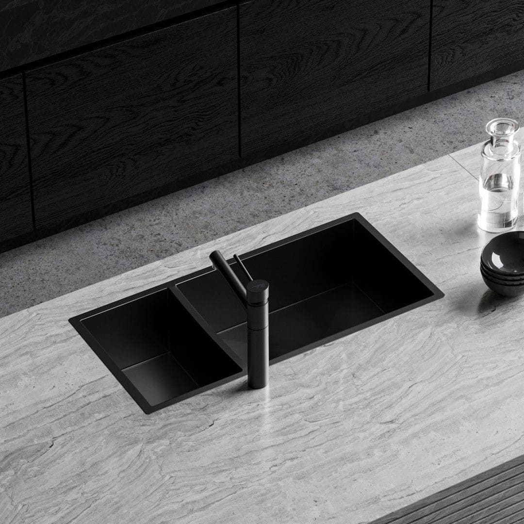 Oliveri Spectra 790 x 445mm One & half Bowl Black Steel Sink - Image 2