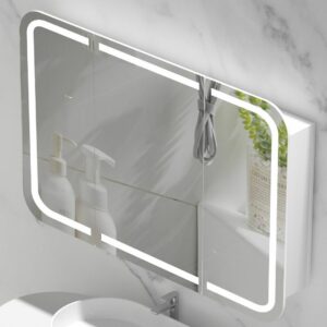 side view of 1200x800mm Matte White Soft Close Shaving Cabinet