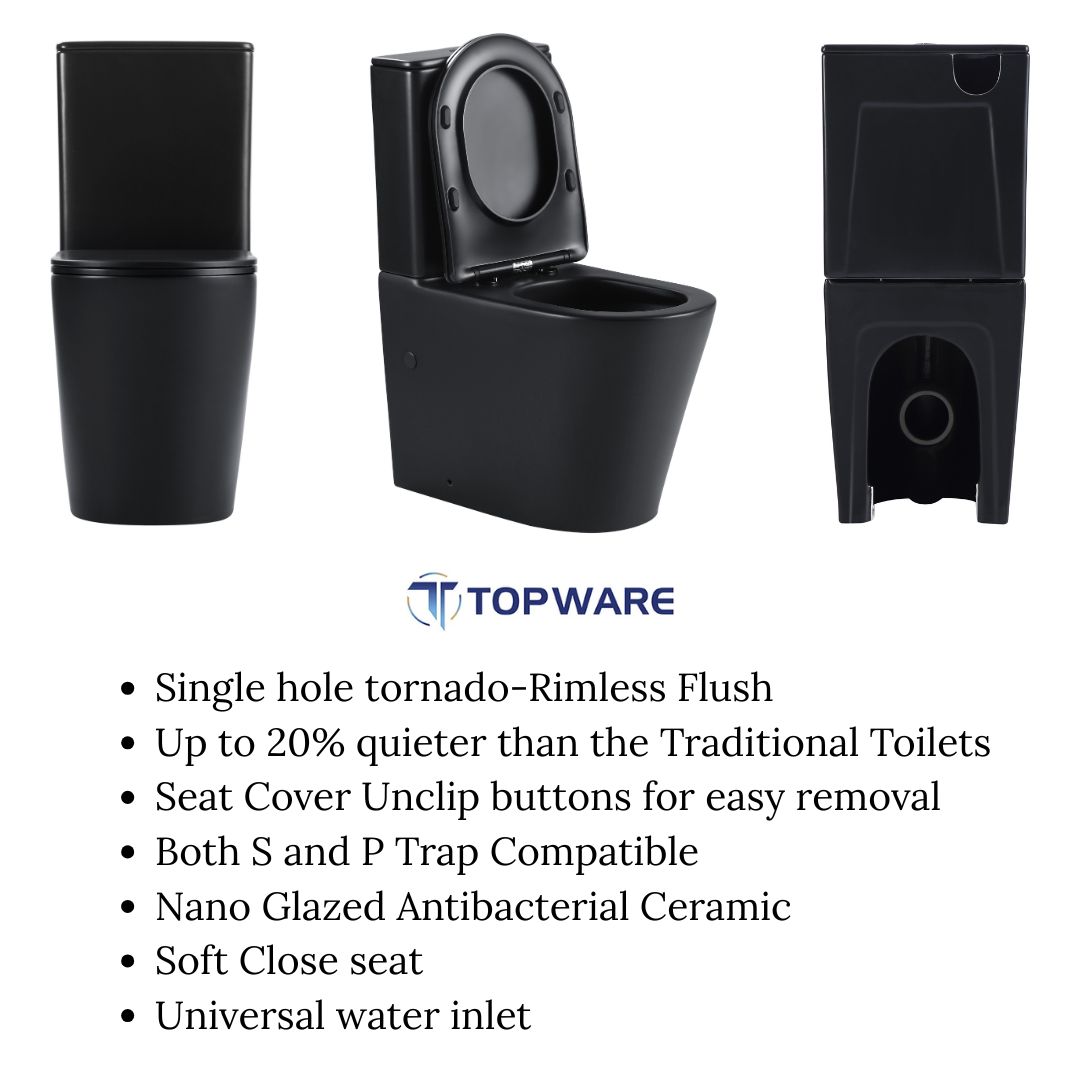 UNIQUE Black Tornado & Rimless Nano Back to wall Toilet Suite - Image 3